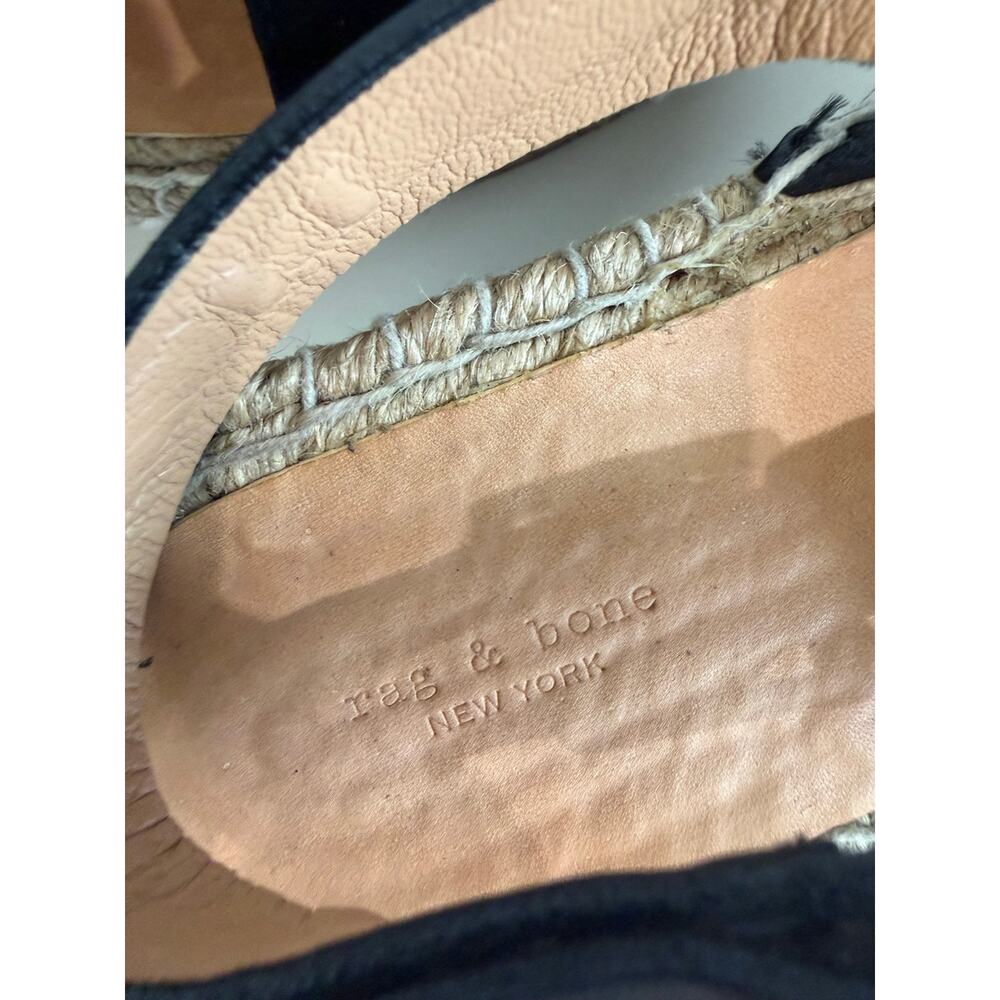 Rag & Bone Black Leather Suede Espadrille Platform Wedge Sandals Size EU 38 US 8 - Picture 12 of 12